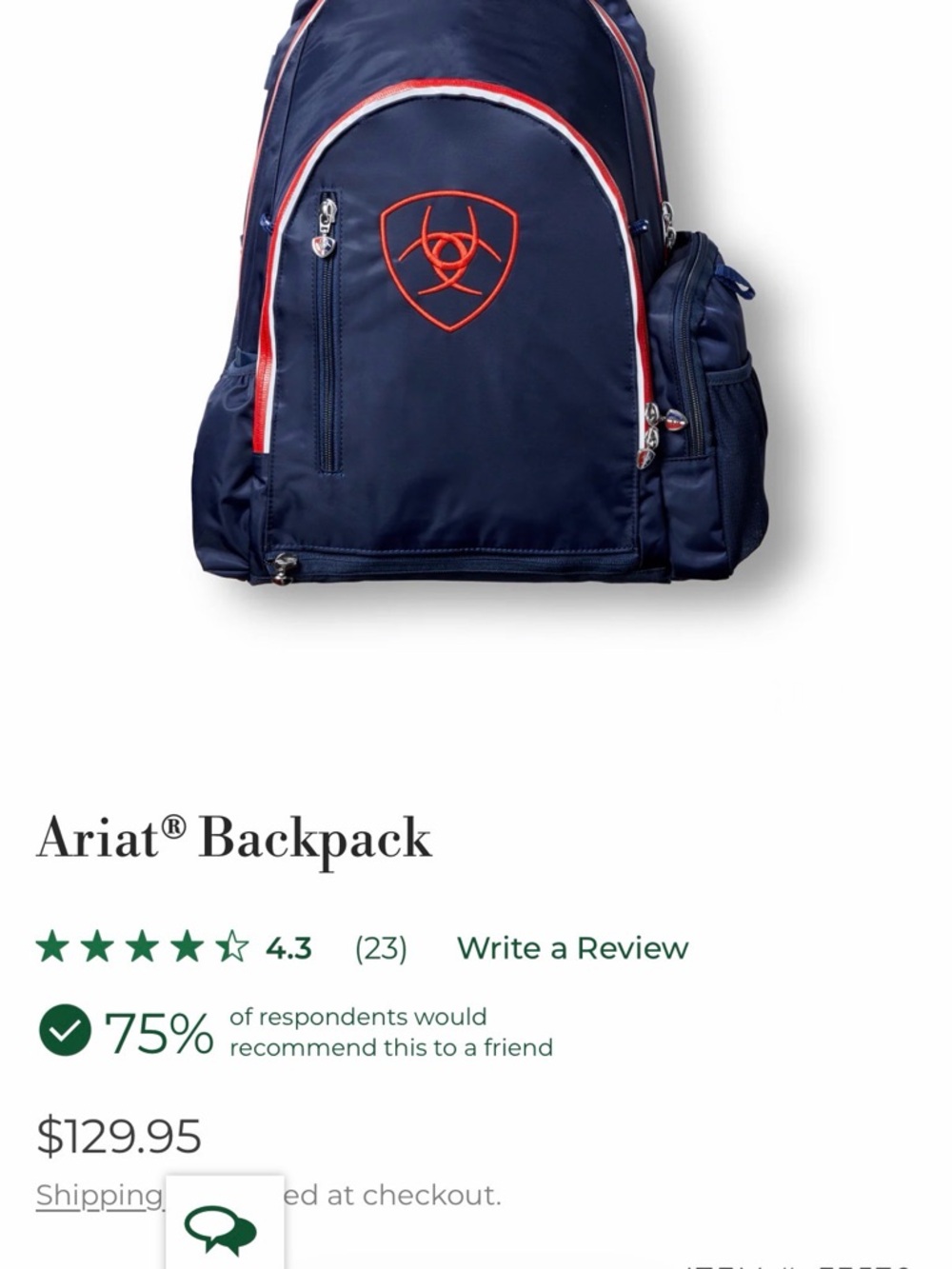 Ariat Navy Blue US Equestrian Backpack with Red Accents